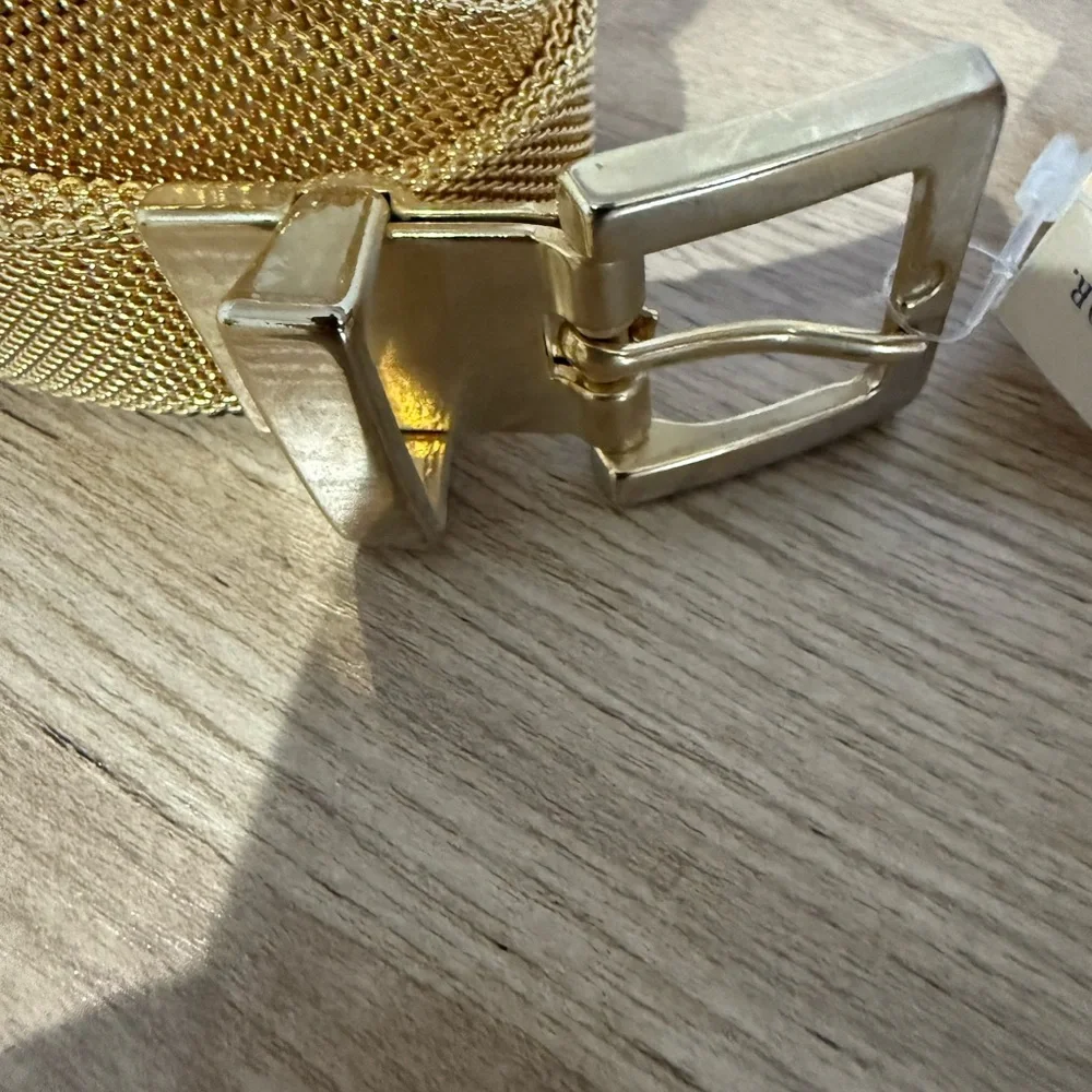 90s Vintage Ann Taylor Gold Mesh Adjustable Belt‎ Size L Large 39” NWT